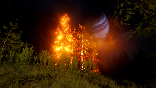 Lightning set some trees ablaze!